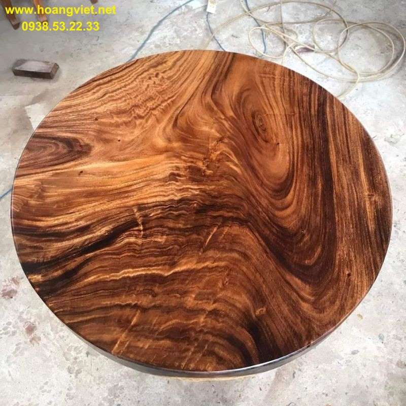 Mặt bàn tròn gỗ me tây nguyên khối đường kính 1m dày 10cm Mặt bàn tròn gỗ me tây nguyên khối đường kính 1m dày 10cm