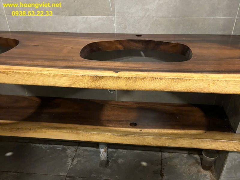 Mặt gỗ me tây đặt lavabo Mặt gỗ me tây đặt lavabo