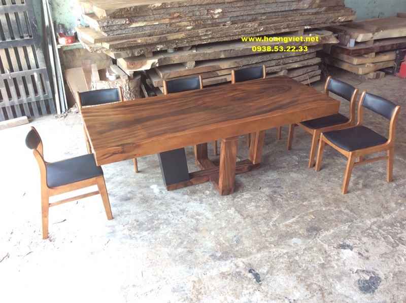 Mẫu bàn ăn 6 ghế gỗ me tây nguyên tấm Mẫu bàn ăn 6 ghế gỗ me tây nguyên tấm