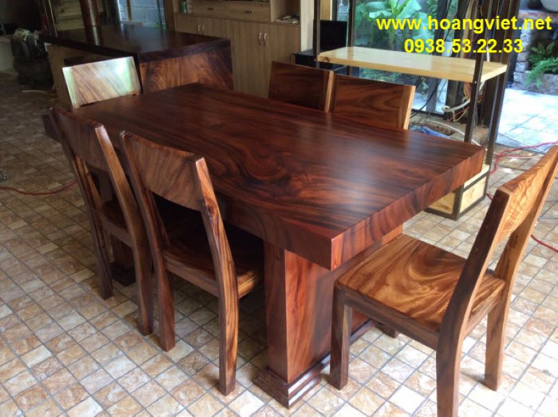 Mẫu bàn ăn gỗ nguyên tấm 6 ghế  Mẫu bàn ăn gỗ nguyên tấm 6 ghế