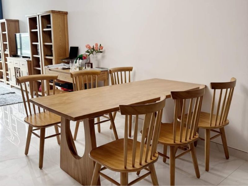 Bàn ăn gỗ tự nhiên me tây 6 ghế  Bàn ăn gỗ tự nhiên me tây 6 ghế