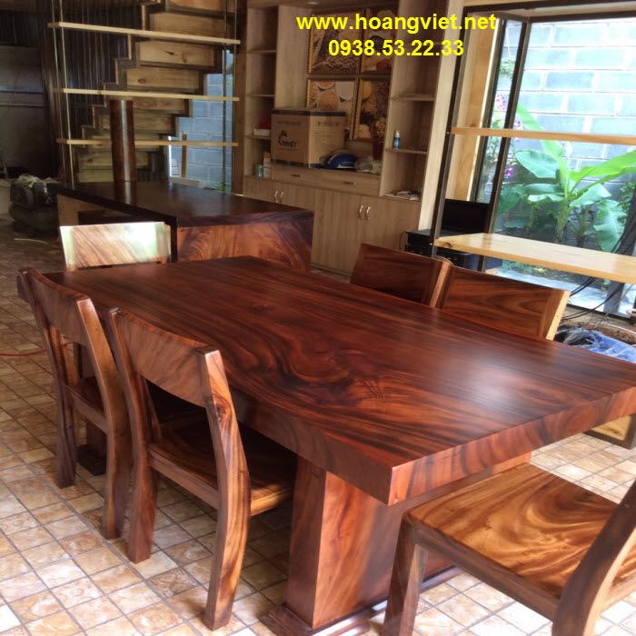 Mẫu bàn ăn gỗ nguyên tấm 6 ghế  Mẫu bàn ăn gỗ nguyên tấm 6 ghế