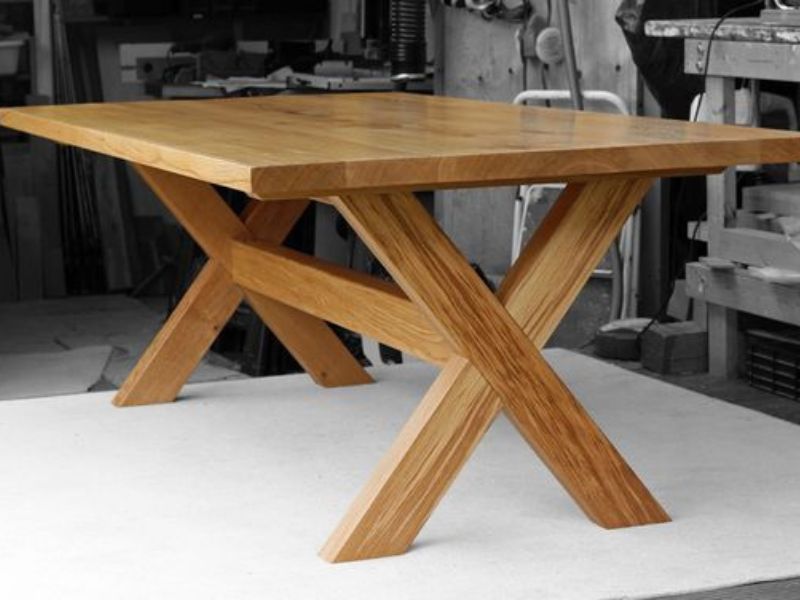 Bàn gỗ tự nhiên kết hợp chân gỗ chữ X Bàn gỗ tự nhiên kết hợp chân gỗ chữ X