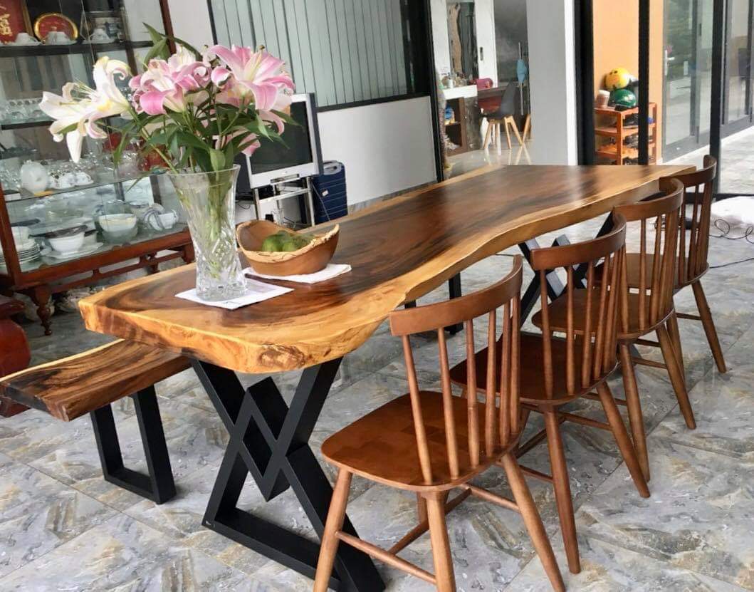 Bộ bàn gỗ me tây 4 ghế cao su Bộ bàn gỗ me tây 4 ghế cao su