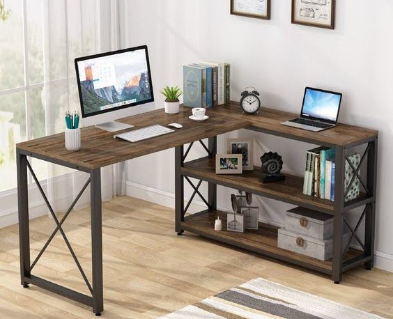 Mẫu bàn làm việc chữ l chân sắt Mẫu bàn làm việc chữ l chân sắt