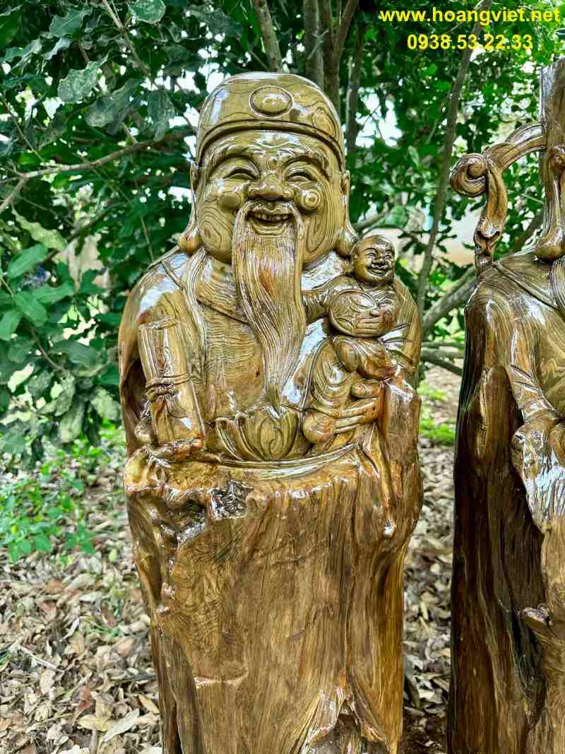 Tượng phúc lộc thọ gỗ lũa thủy tùng cao 1m27 rộng 40cm Tượng phúc lộc thọ gỗ lũa thủy tùng cao 1m27 rộng 40cm
