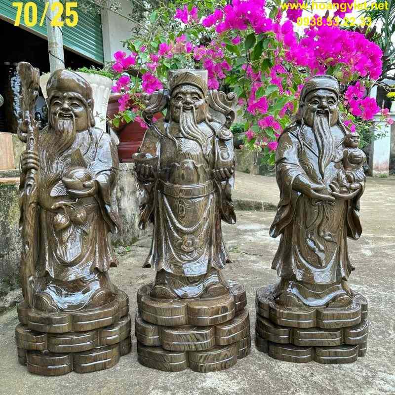 Phúc lộc thọ gỗ thủy tùng Phúc lộc thọ gỗ thủy tùng