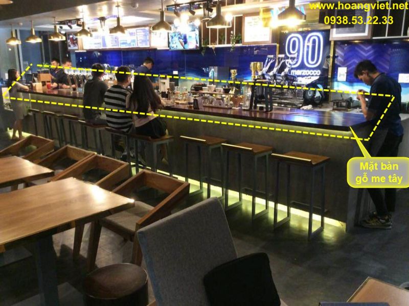 Quày bar cafe gỗ me tây cao cấp Quày bar cafe gỗ me tây cao cấp