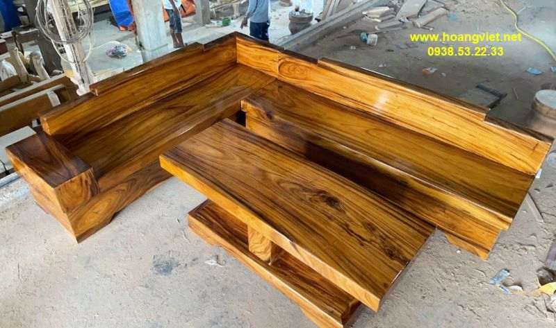 Sofa chữ L gỗ nguyên khối Sofa chữ L gỗ nguyên khối
