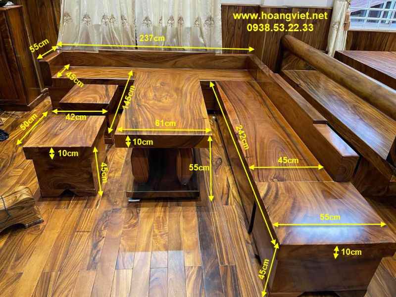 Kích thước sofa gỗ nguyên khối chữ L Kích thước sofa gỗ nguyên khối chữ L