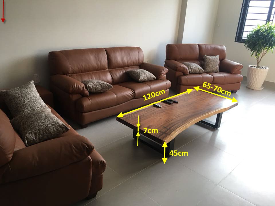 Sofa nệm kết hợp mặt bàn gỗ me tây nguyên khối Sofa nệm kết hợp mặt bàn gỗ me tây nguyên khối