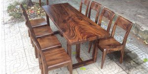 Chi tiết kích thước bàn ăn 8 ghế gỗ nguyên khối tuyệt đẹp.