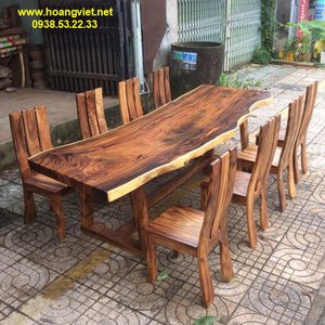 Bộ bàn ăn gỗ nguyên khối (83-90)x7x270cm