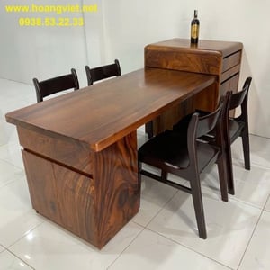 Bàn gỗ me tây 4 ghế bella 75x5x160cm cao 75cm