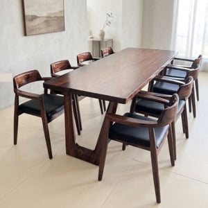 Bàn ăn gỗ me tây nguyên tấm 8 ghế dài 2m2