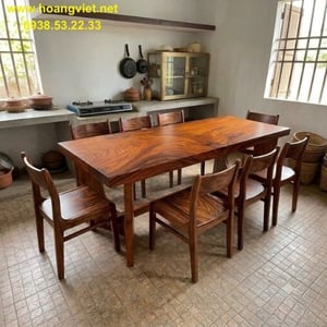 Bàn ăn 8 ghế bella gỗ me tây 85x10x220cm cao 75cm
