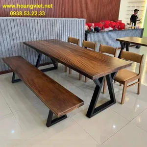 Bàn ăn ghế băng dài gỗ me tây 75x5x220cm