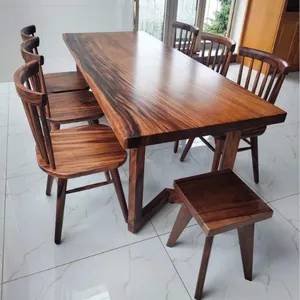 Bàn ăn gỗ me tây 6 ghế hiện đại 80x5x200cm