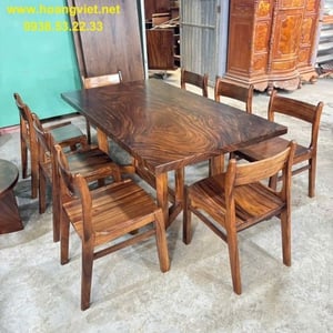 Bàn ăn gỗ me tây 8 ghế bella 100x5x180cm cao 75cm