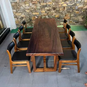 Bàn ăn gỗ me tây 8 ghế hiện đại 90x7x280cm cao 75cm