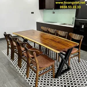 Bàn ăn gỗ me tây 8 ghế mango 75x5x200cm