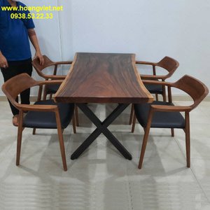 Bàn ăn gỗ tự nhiên 4 ghế (73-83)x5x120cm