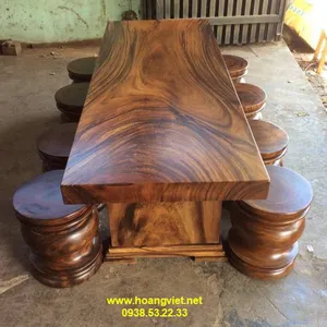 Bàn ăn gỗ tự nhiên nguyên khối 80x10x212cm