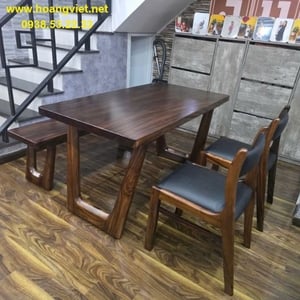 Bàn ăn me tây nguyên tấm 4 người dài 1m4 