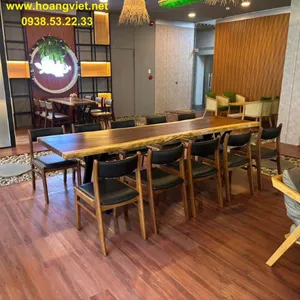 Bàn cafe gỗ me tây 10 ghế bella (72-85)x5x280cm cao 75cm
