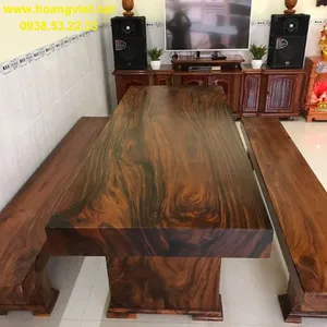 Bàn ghế gỗ nguyên tấm 92x15x245cm