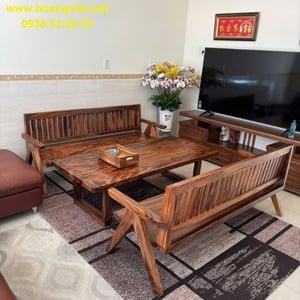 Bàn ghế k3 có tựa gỗ me tây 80x5x180cm cao 50cm.