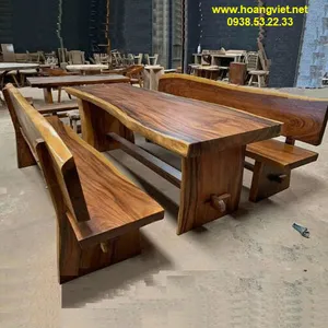 Bàn ghế k3 gỗ me tây có tựa (80-90)x7x218cm