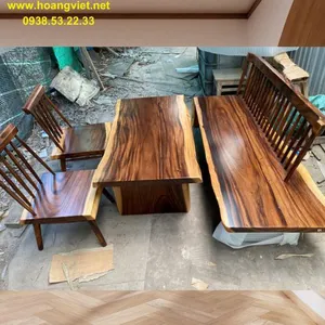Bàn ghế sofa nan gỗ me tây phòng khách.