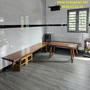 Bàn gỗ me tây 2 ghế băng dài