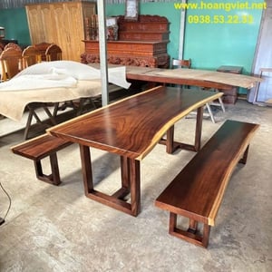 Bàn gỗ me tây 3 tấm (85-90)x5x200cm cao 75cm