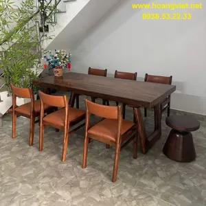 Bàn gỗ me tây 6 ghế bella 90x7x200cm cao 75cm