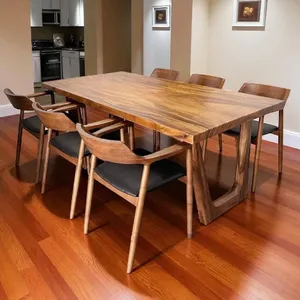 Bàn gỗ me tây 6 ghế hiroshima 80x5x180cm cao 75cm