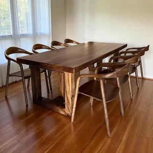 Bàn gỗ me tây 8 ghế neva 110x7x230cm cao 75cm