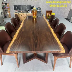 Bàn gỗ me tây ghép 2 tấm 8 ghế grace (100-110)x5x270cm