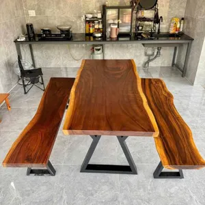 Bàn k3 gỗ me tây chân sắt giá rẻ (75-80)x5x180cm cao 75cm