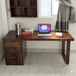 Bàn làm việc gỗ me tây có hộc tủ