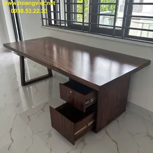 Bàn làm việc tại nhà gỗ me tây nguyên khối 89x5x206cm cao 75cm