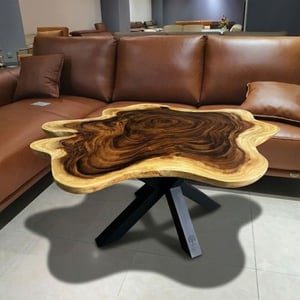 Bàn sofa gỗ me tây nghệ thuật rộng 100-120cm dày 7cm cao 50cm