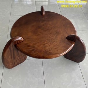 Bàn sofa tròn nguyên tấm gỗ me tây đk 80cm cao 40cm