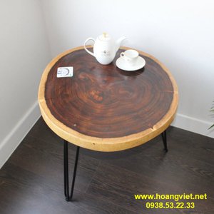 Bàn trà gỗ tròn đường kính 60cm dày 5cm
