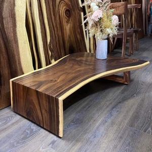 Bàn trà sofa gỗ me tây kết hợp đôn gỗ
