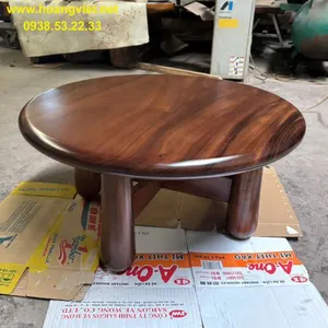 Bàn trà sofa gỗ me tây tròn đường kính 80cm dày 5cm cao 40cm