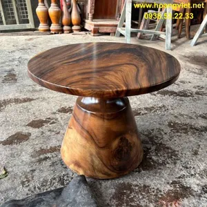 Bàn trà tròn gỗ tự nhiên đẹp đường kính 54cm cao 45cm