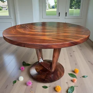 Bàn tròn gỗ tự nhiên me tây đẹp đường kính 1m2 dày 5cm cao 75cm