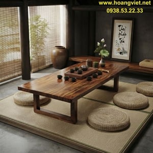 Bàn uống trà gỗ me tây 100x5x200cm cao 35cm